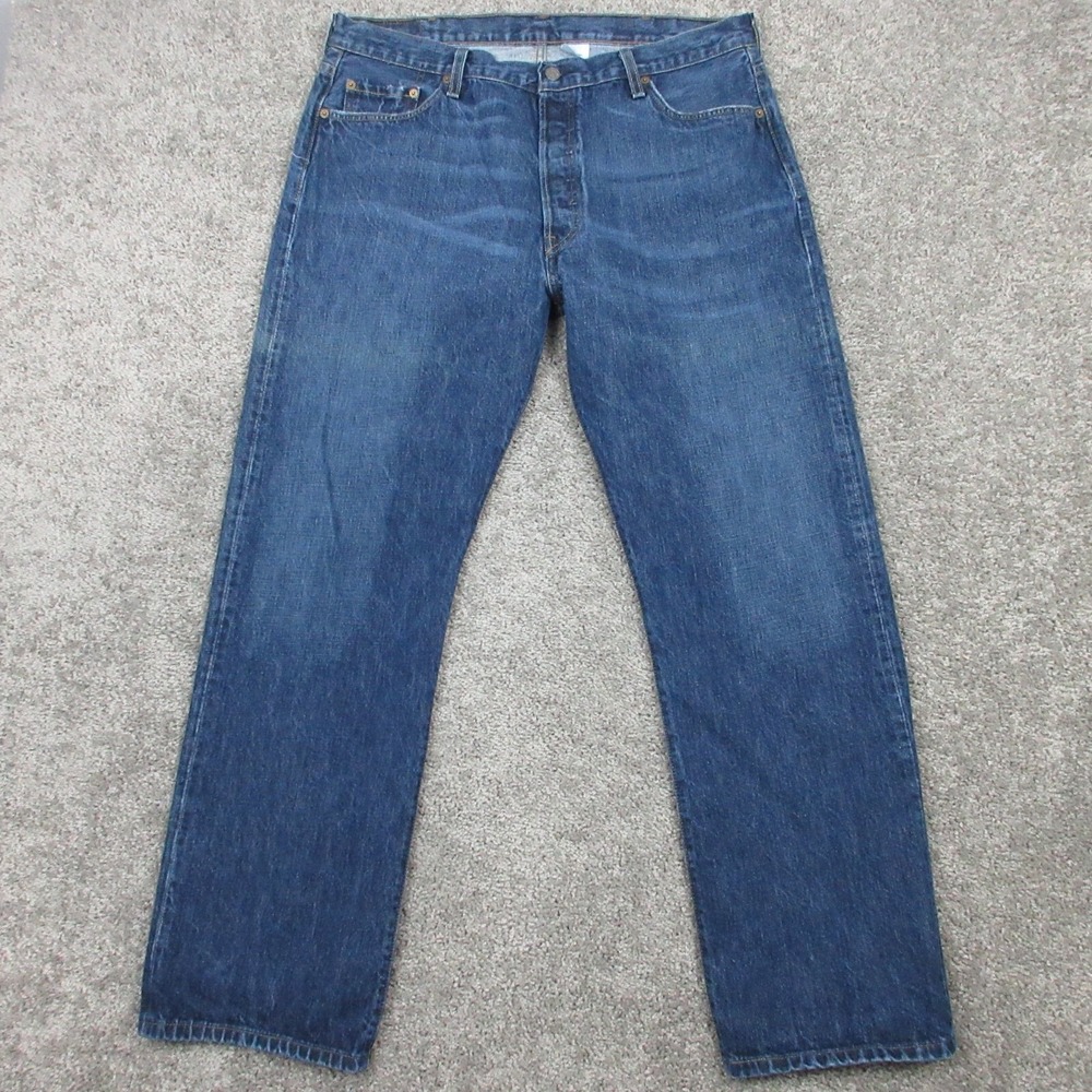 Levis Jeans Mens 36x32 (Tag 40x32) Blue 501 Regular Faded Denim Pants Button Fly